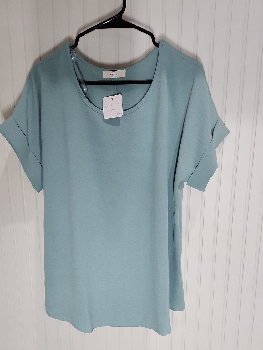 entro Light Aqua Short Sleeve Round Neck Top